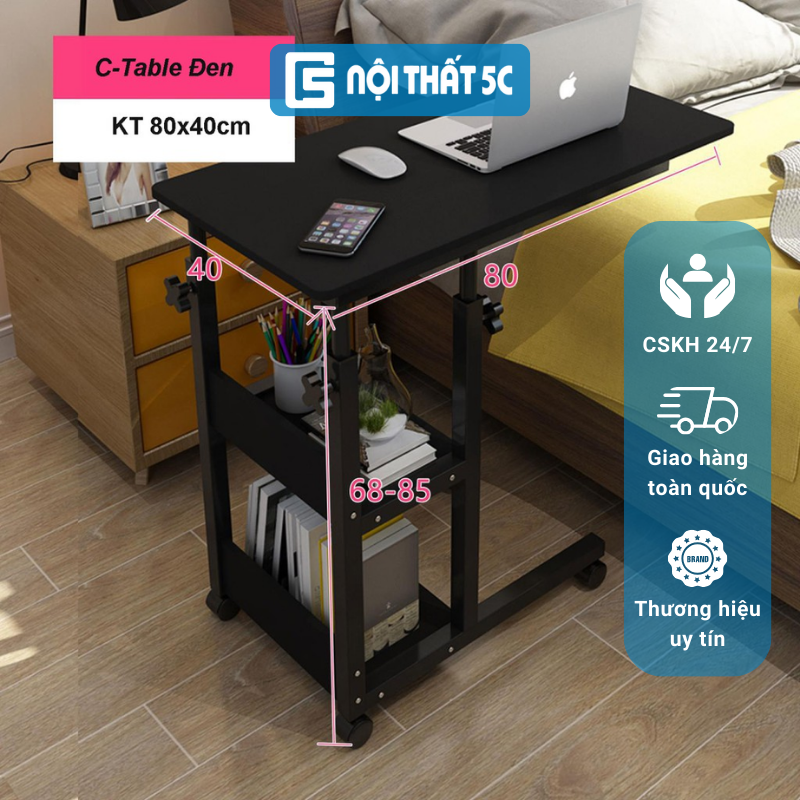 Bàn làm việc thông minh nâng hạ chiều cao, bàn học đa năng có bánh xe di chuyển tiện lợi, bàn làm việc chân sắt mặt gỗ có thể đứng làm việc