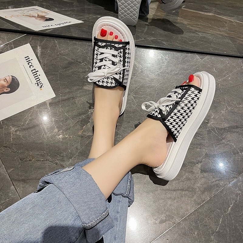 ┇✹ Dép Quai Ngang Buộc Dây 2 Màu