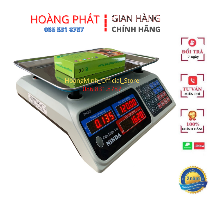 Cân điện tử tính tiền tự động 30kg Ninda SN268, cân tính giá hoa quả thực phẩm sử dụng cho chuỗi siêu thị, cửa hàng trái cây, rau quả [NEW]