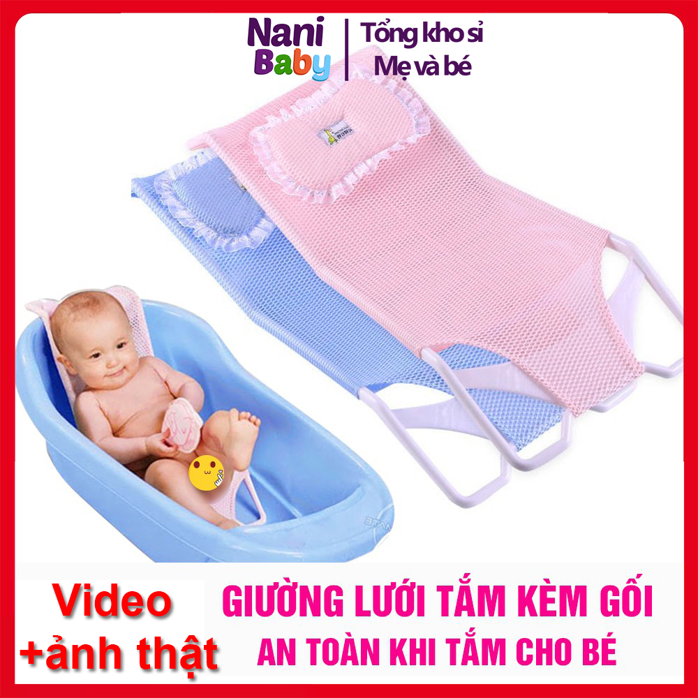 Giường lưới kê chậu tắm gội đầu kèm gối dành cho trẻ sơ sinh