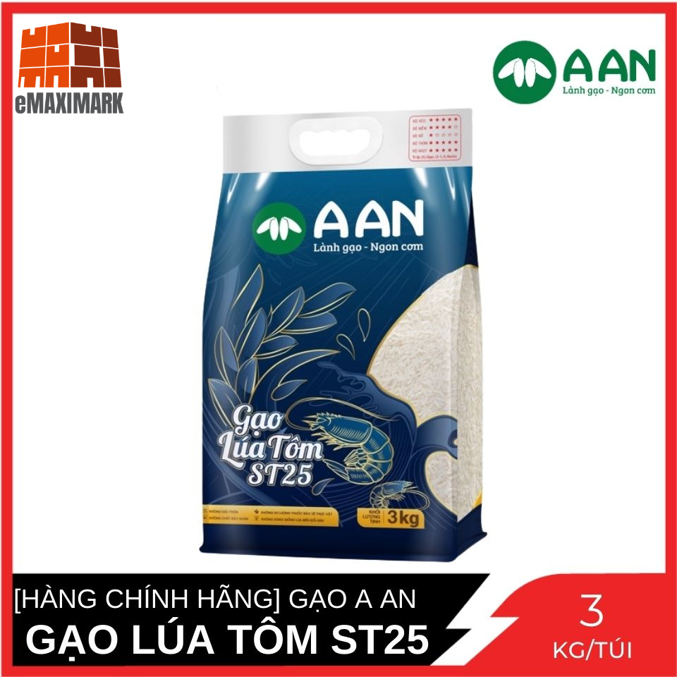 Gạo lúa tôm st25 gạo a an túi 3kg