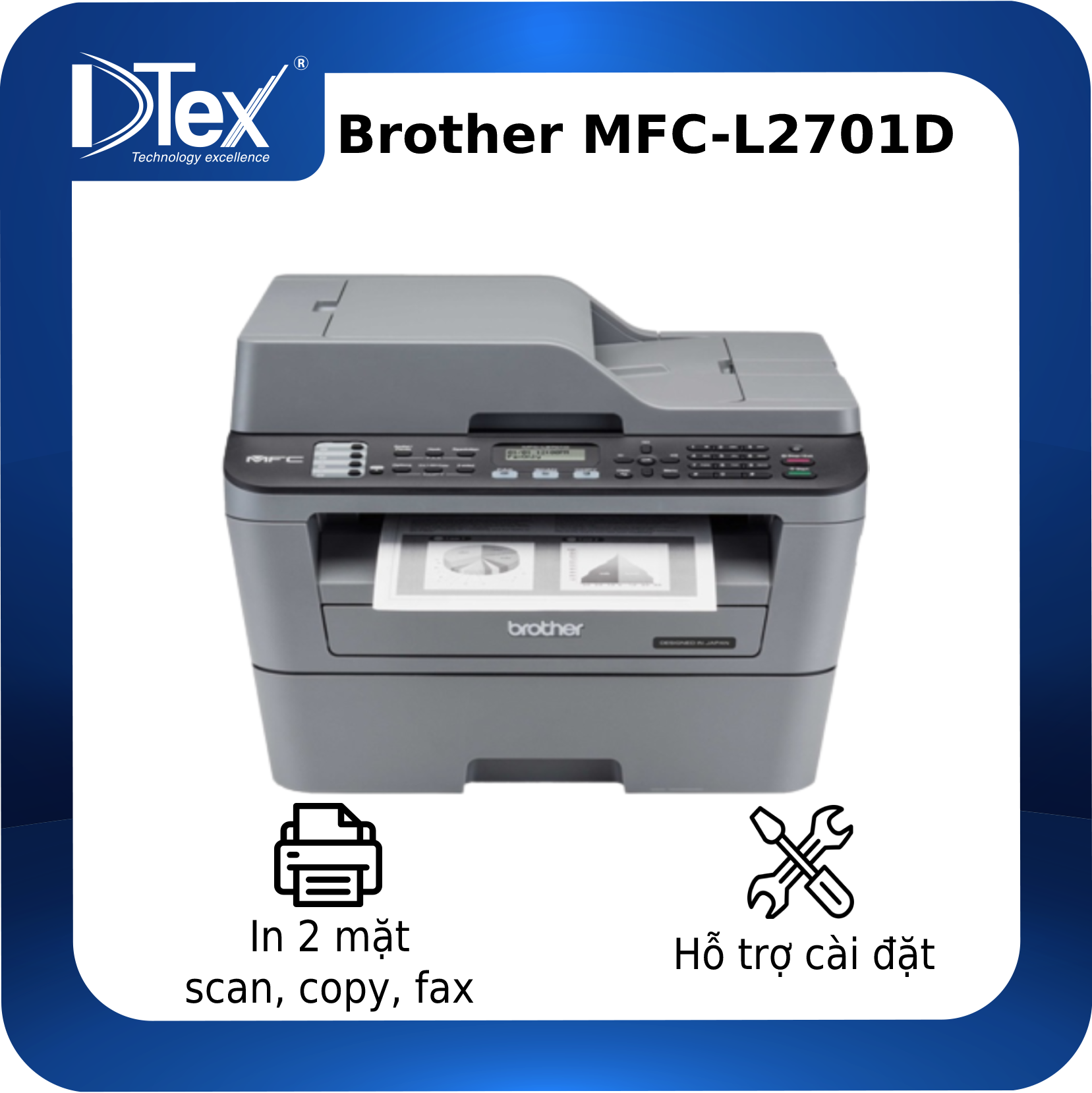 Máy in đa năng brother mfc-l2701d - hàng chính hãng