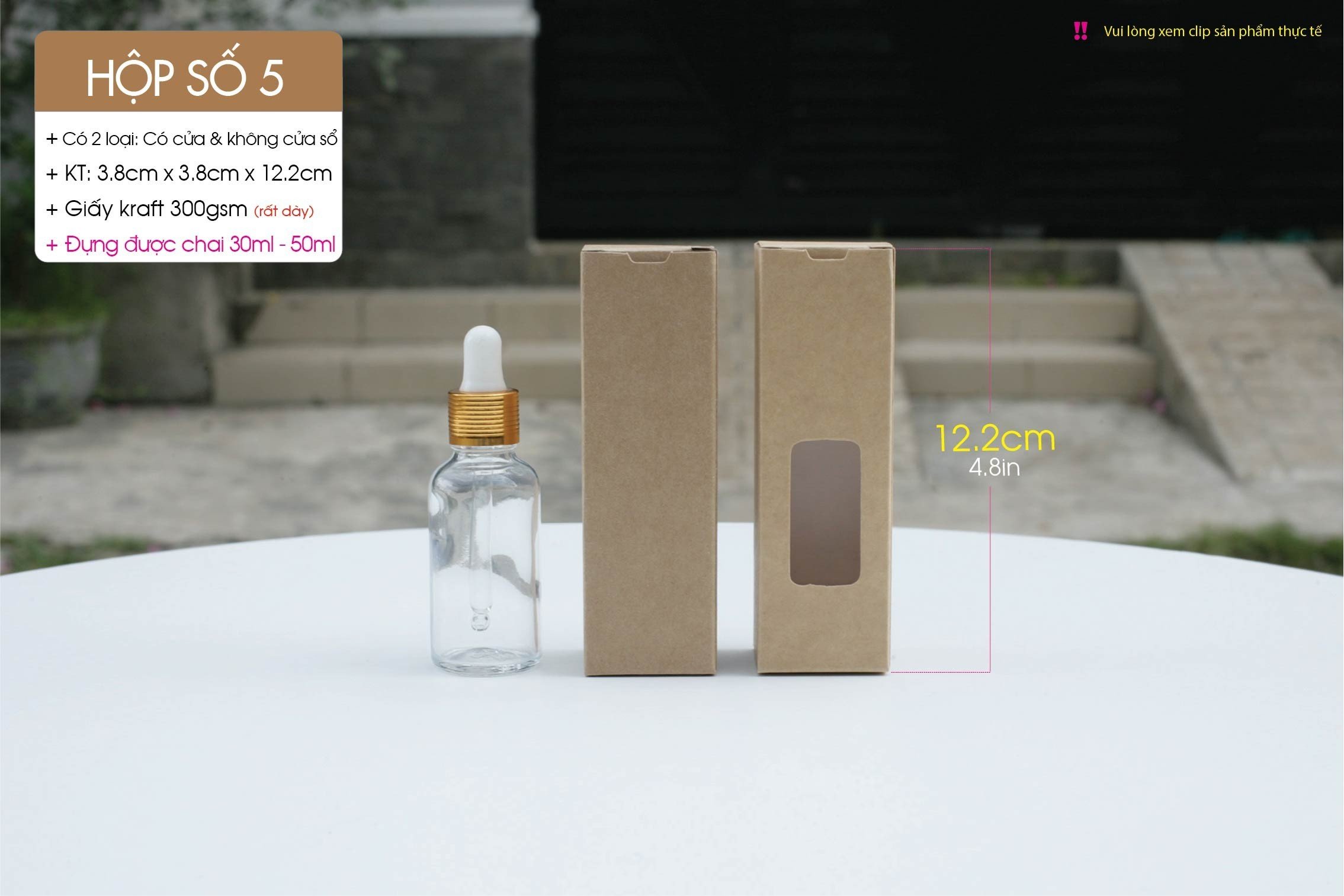 50 cái Hộp số 5 - Hộp giấy kraft đựng tinh dầu 50ml quà tặng nước hoa chiết