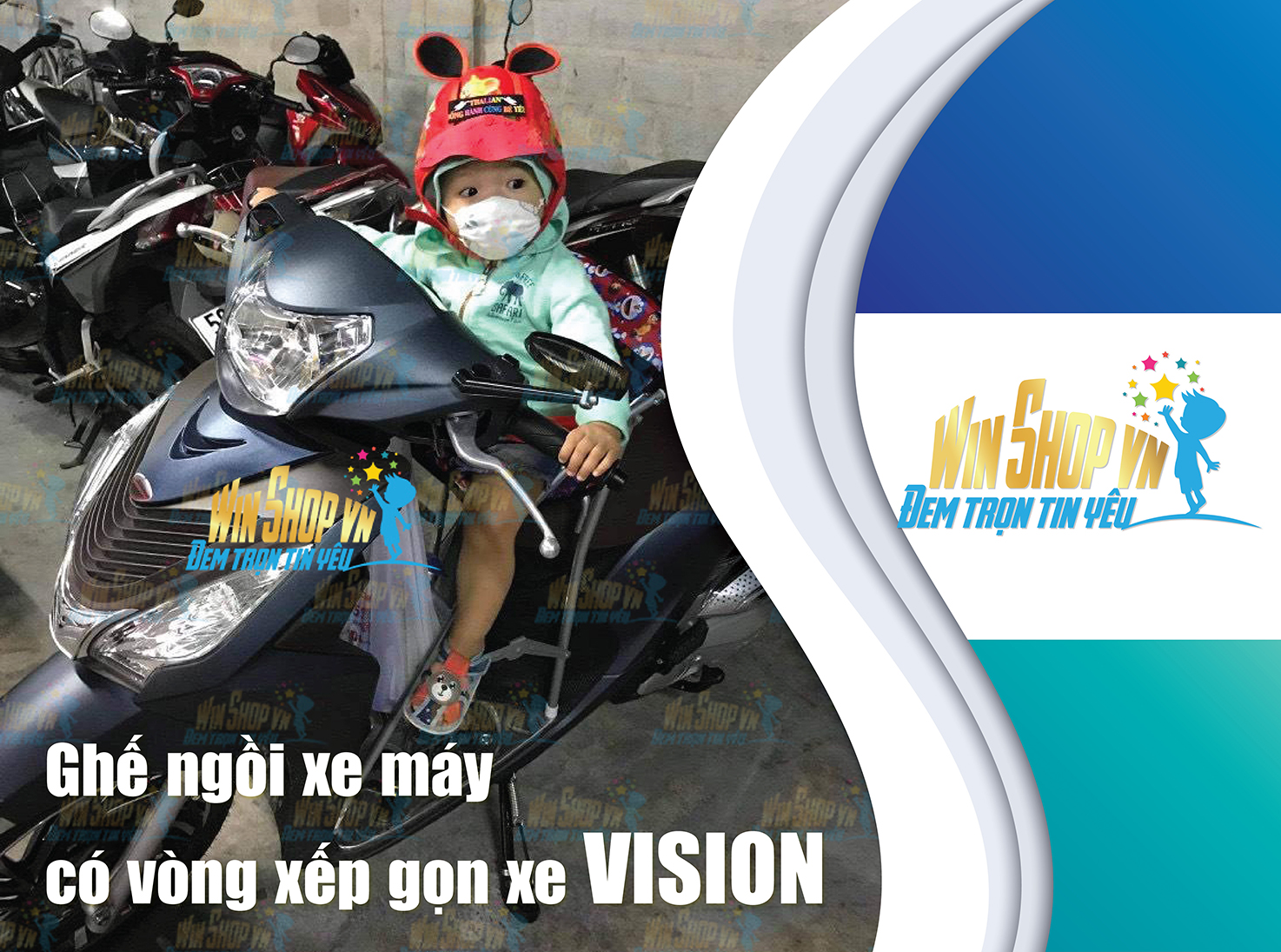 [HCM]Ghế ngồi xe máy cho bé bằng sắt có vòng xếp được dành cho xe Vision, luvias, Mio, Click, Vario