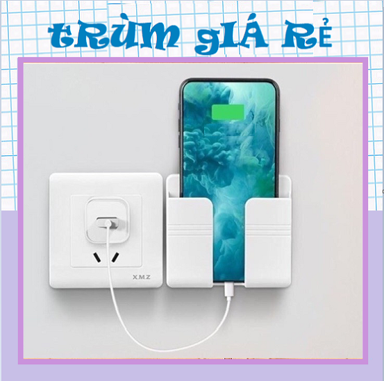 [ Trùm Giá Rẻ ] Kệ Dán Tường Để Điện Thoại Khi Sạc Có Khe Hở Tiện Lợi/ Giá Đỡ Sạc Điện Thoại Treo Tường/ Kệ Đựng Đồ Dán Tường