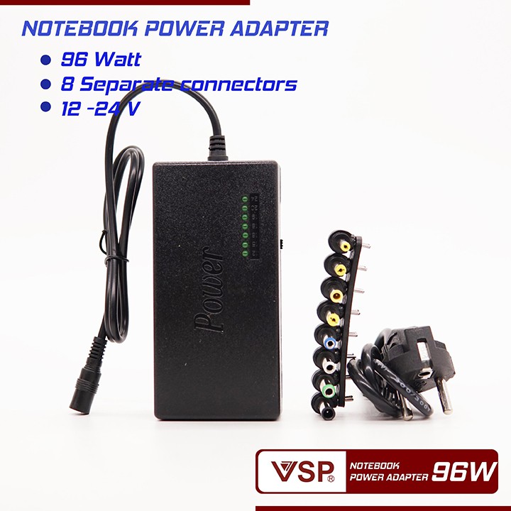 CỤC SẠC LAPTOP ĐA NĂNG 8 CHUI SẠC 96W