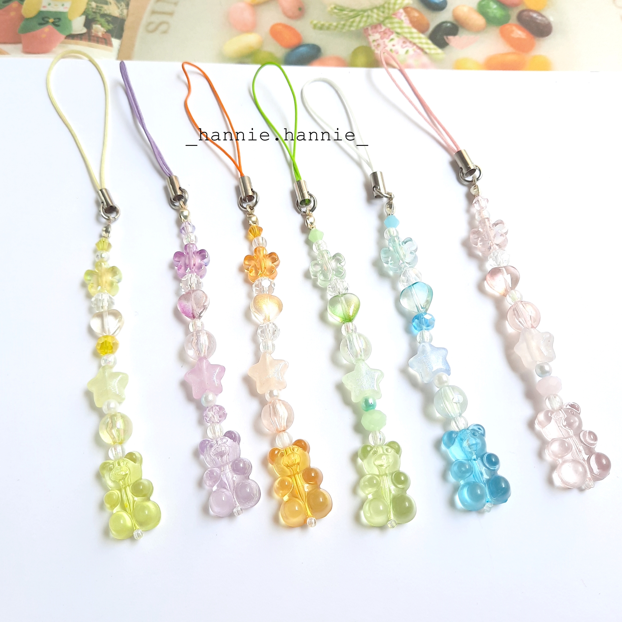 🐻 GUMMY BEAR 🐻 - Móc khóa treo điện thoại handmade (Vàng/Cam/Tím/Hồng/Xanh biển/Xanh lá/Tím)