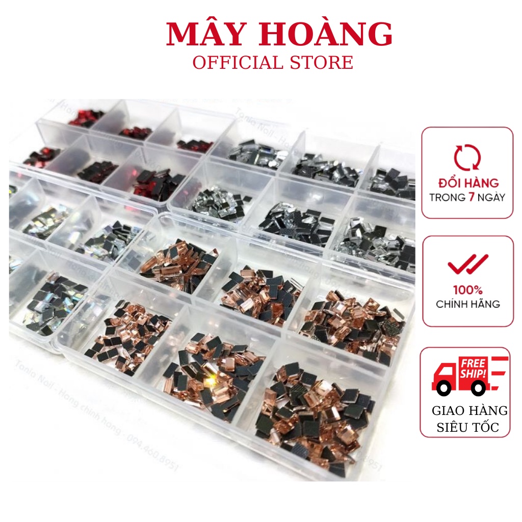 Đá Chân Bằng Nail Mix Size, Đá Khối Vuông, Chữ Nhật