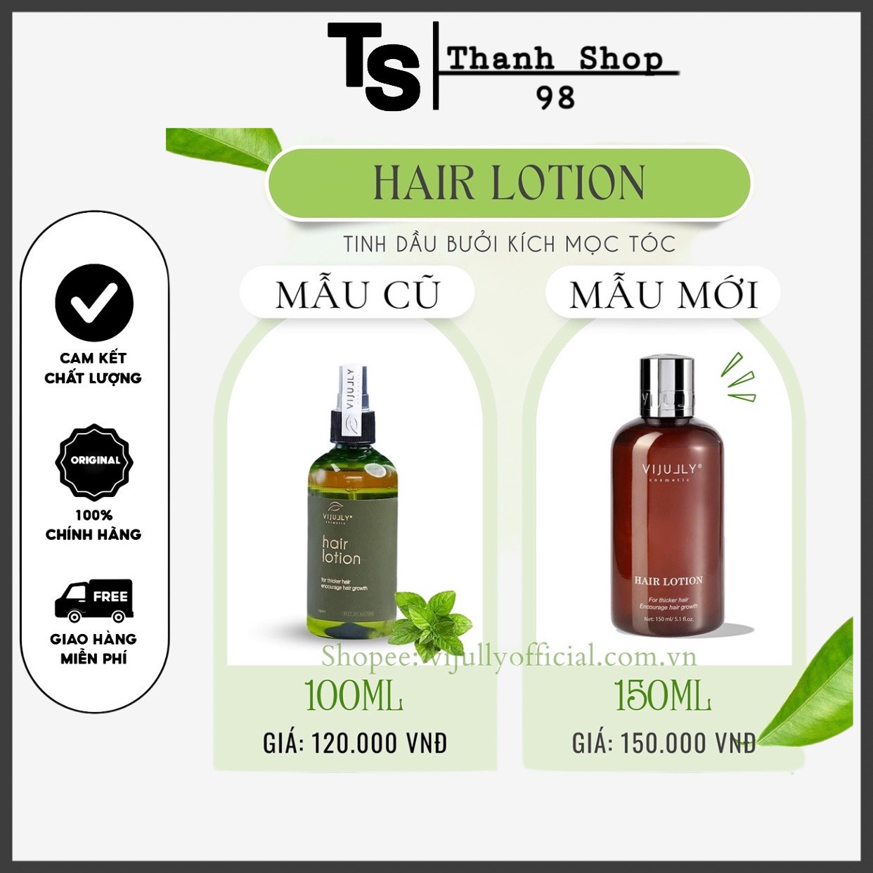 [HCM]Xịt dưỡng tóc hair lotion, Tinh dầu bưởi Vijully, Ngăn Ngừa Rụng Tóc, Kích Thích Mọc Tóc, 100ml đẹp da hoàn hảo MẪU MỚI