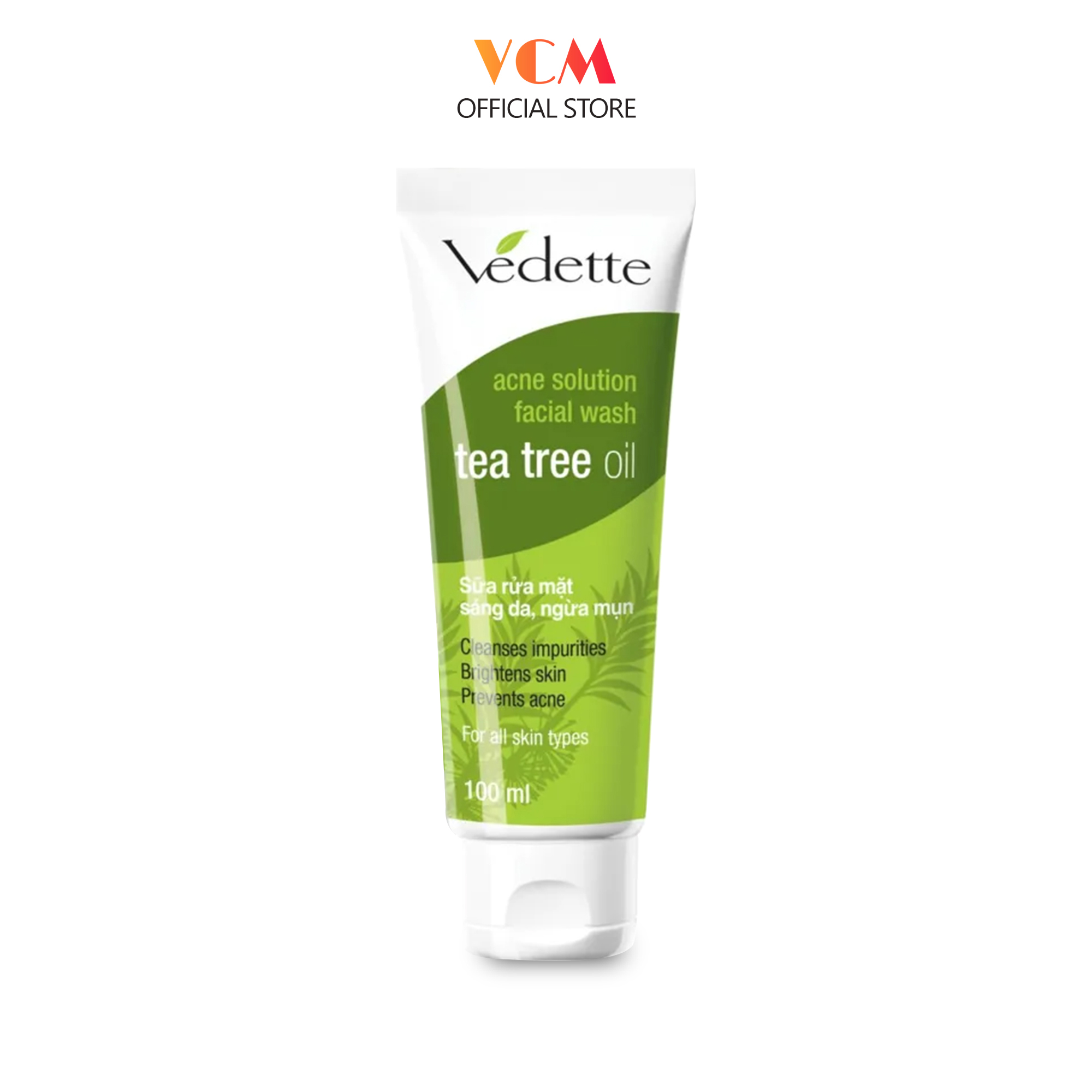 Sữa rửa mặt ngừa mụn Vedette Tea Tree Oil 100ml chiết xuất tràm trà