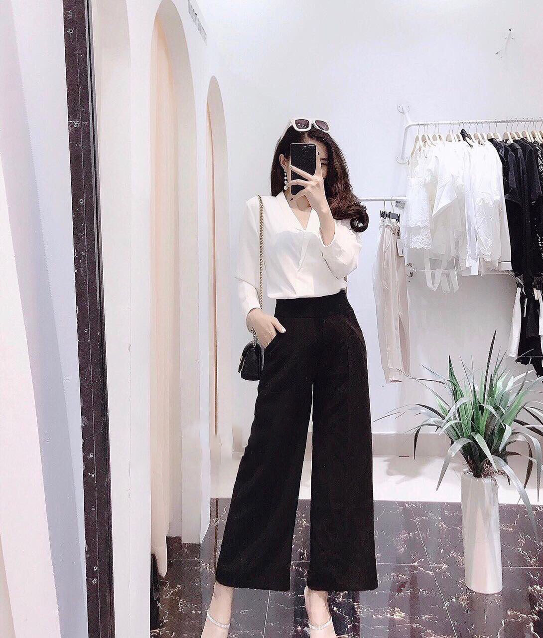 [HOÀN TIỀN ĐẾN 15%]quần ống rộng culottes lưng cao khoá sườn nhiều màu chất liệu tuyết mưa