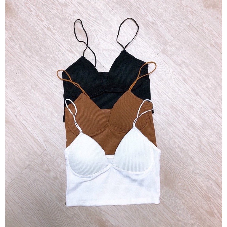Áo bra len gân có mút ngực cực xinh l6 / áo 2 dây có mod ngực ôm body