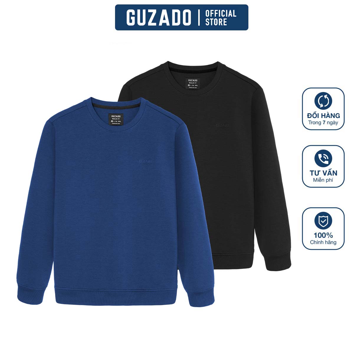 Áo Sweater Nam GUZADO Chất Nỉ Cao Cấp, Giữ Nhiệt Cơ Thể Tốt, Form Thể Thao Thoải Mái GDT02
