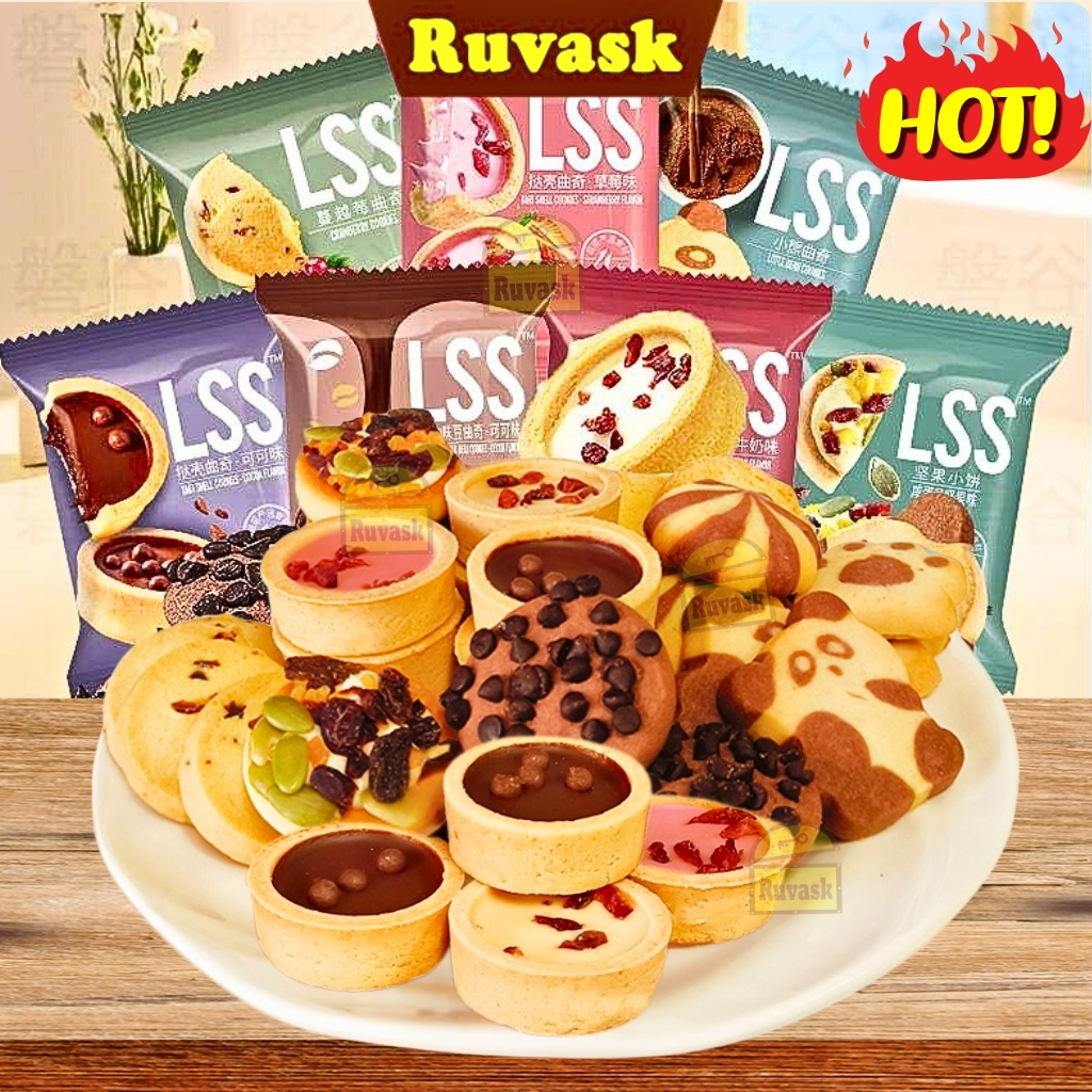 Bánh Quy Bơ Sữa LSS Mix Vị TÚI LỚN 1KG - Bánh Quy LSS Socola Sữa Chua  Việt Quất Thơm Ngon - Bánh Qui Ruvask