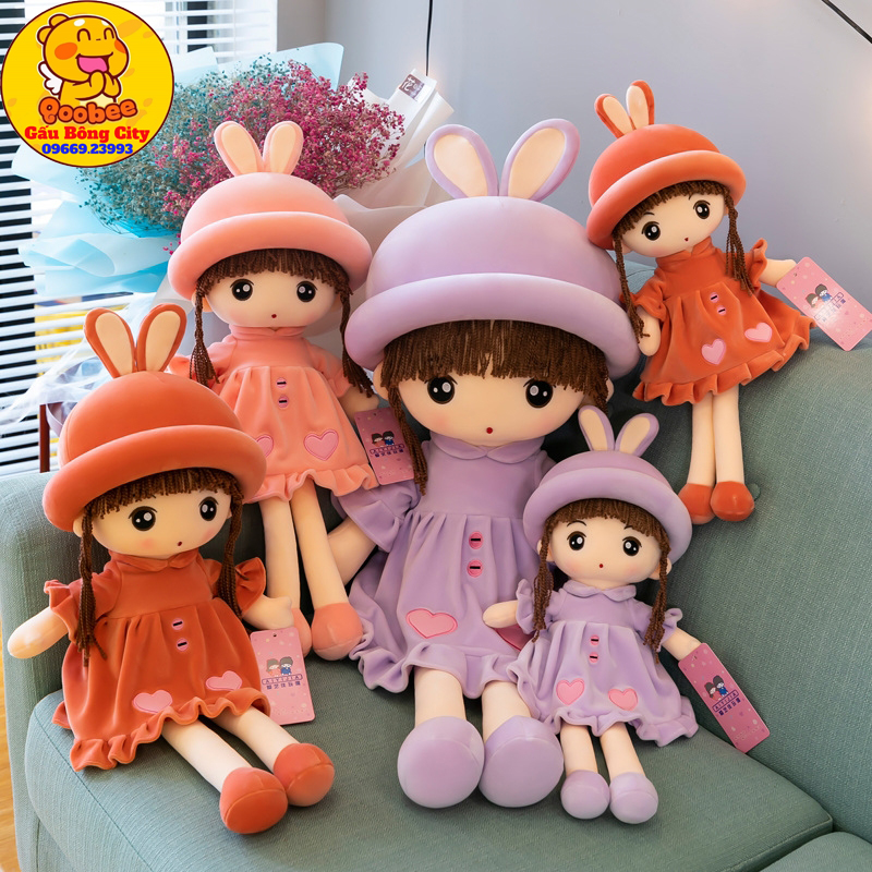 Gấu bông búp bê váy nhung tim đủ size gấu bông city