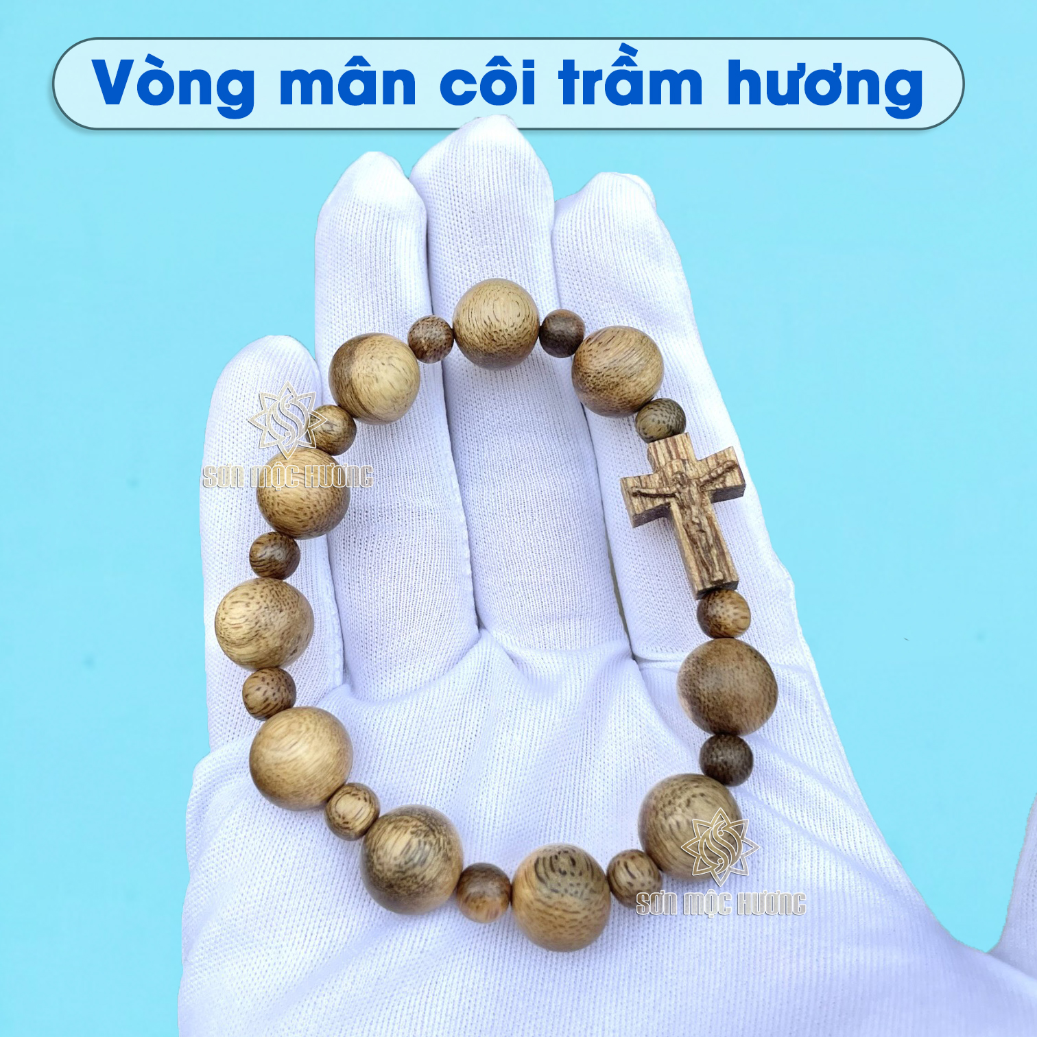 Chuỗi vòng mân côi đeo tay trầm hương vòng tay công giáo 10 hạt nam nữ Sơn Mộc Hương