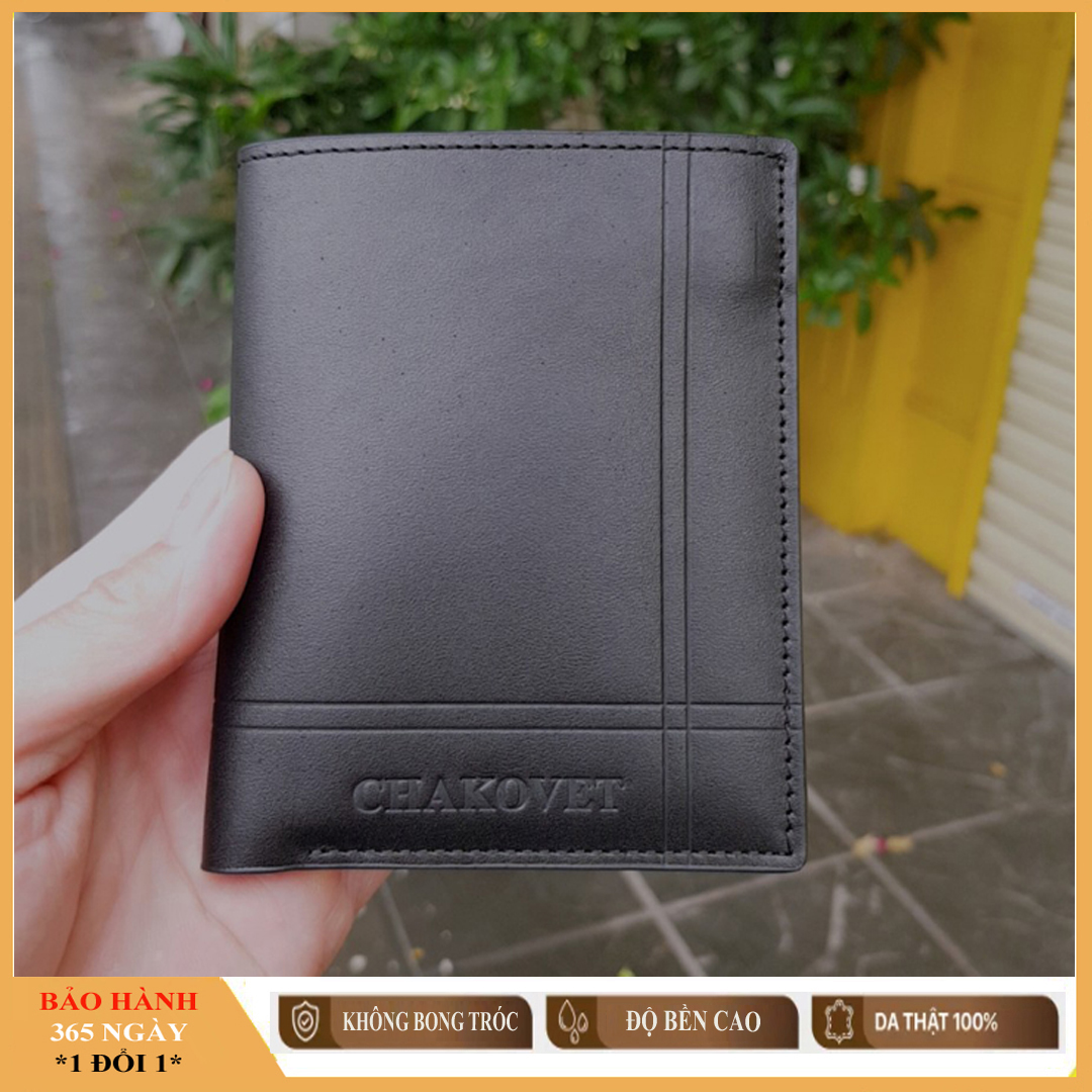 Ví bóp Nam Da Bò màu đen, Phong cách trẻ trung cá tính bền đẹp sang trọng, Ví nam Chakovet VD.825