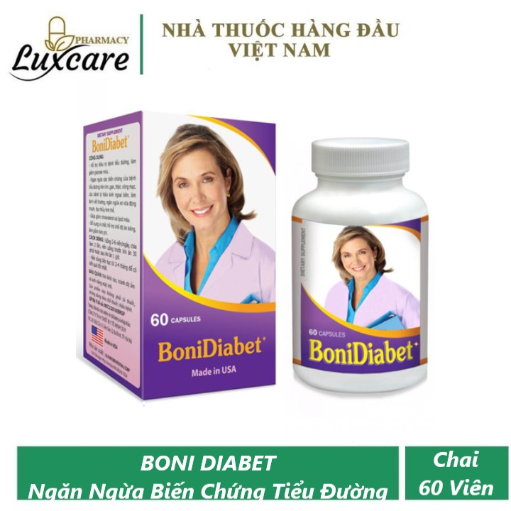 Bonidiabet / Boni diabet - Hỗ trợ cải thiện tiểu đường, làm giảm glucose máu (Hộp 60 viên) Luxcare Pharmacy