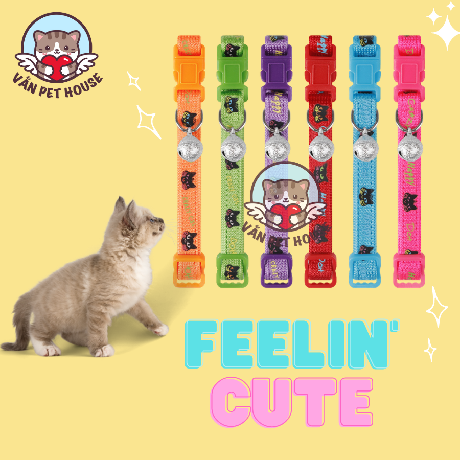 Vòng Cổ Cute Cat Cho Mèo Họa Tiết - Cao Cấp Cho Thú Cưng - Chắc Chắn