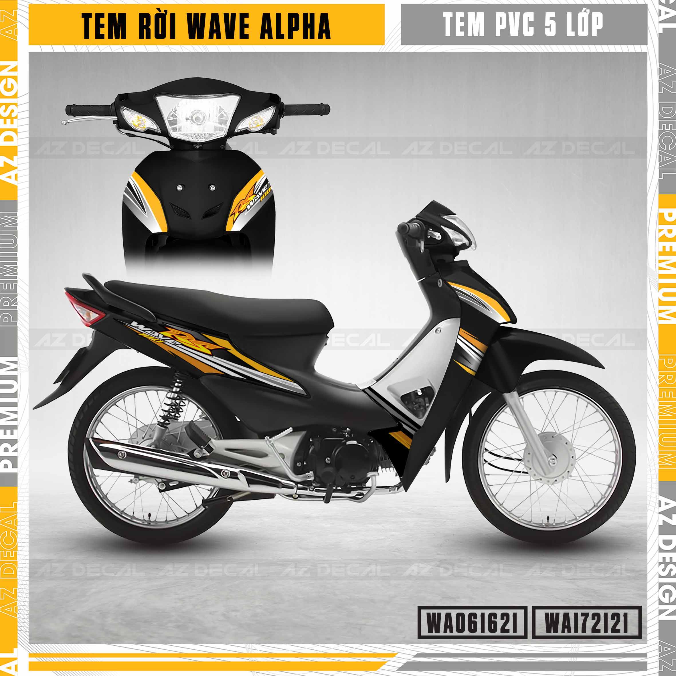 Tem wave alpha 2006 - 2021 mẫu chữ rs100 | wa21 | tem rời dễ dán, decal pvc chống nước cho wave a 110, 100 - azdecal