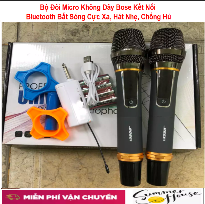Mic hat karaoke, micro không dây bluetooth, mic hát karaoke, mic ko dây, bộ micro không dây đa năng boss new series micro hát karaoke tốt nhât hiện nay, hát cực hay