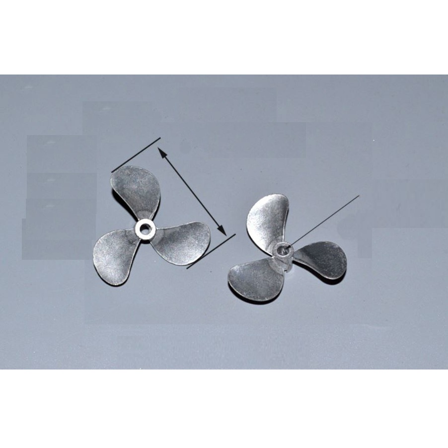 Cặp chân vịt kim loại 3 lá trục 4mm nhiều kích thước để chế tạo tàu, mô hình, đồ chơi