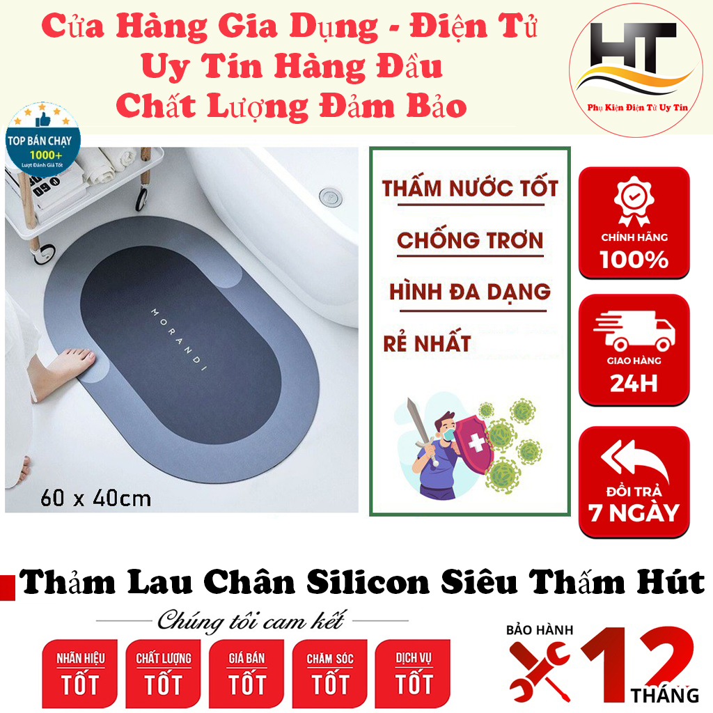 Thảm lau chân, thảm chùi chân silicon siêu thấm hút, chống trơn trượt mẫu mới 2022