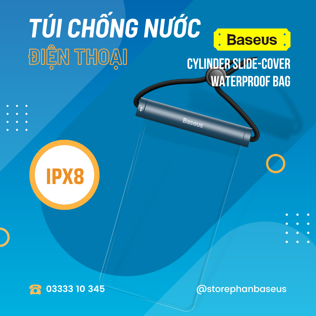 Túi chống nước điện thoại tiêu chuẩn IPX8 | Baseus Cylinder Slide-cover Waterproof Bag