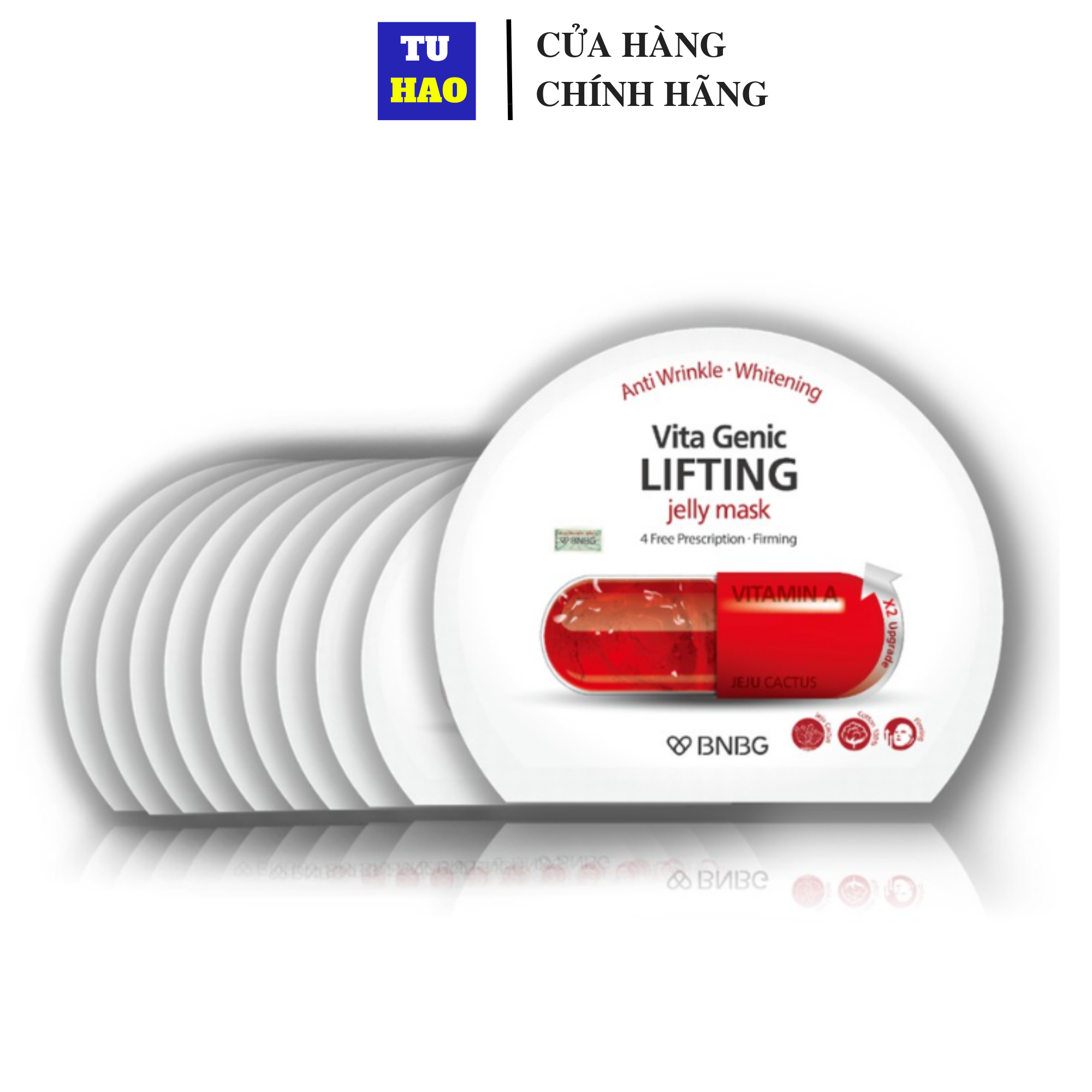 Hộp 10 Mặt nạ dưỡng ẩm giúp nâng cơ và săn chắc da BNBG Vita Genic Lifting Jelly Mask 30mlx10