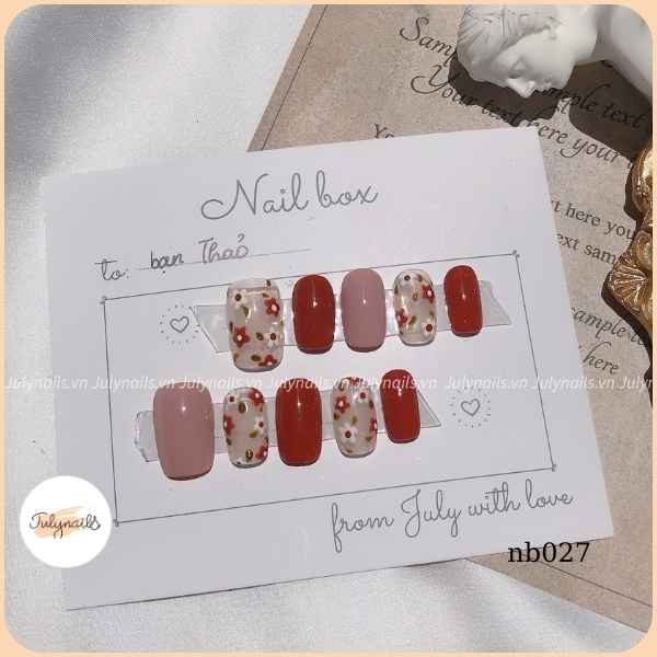 Nail Box Thiết Kế Móng Tay Giả Đơn Giản Phong Cách Hàn Quốc julynails nb027