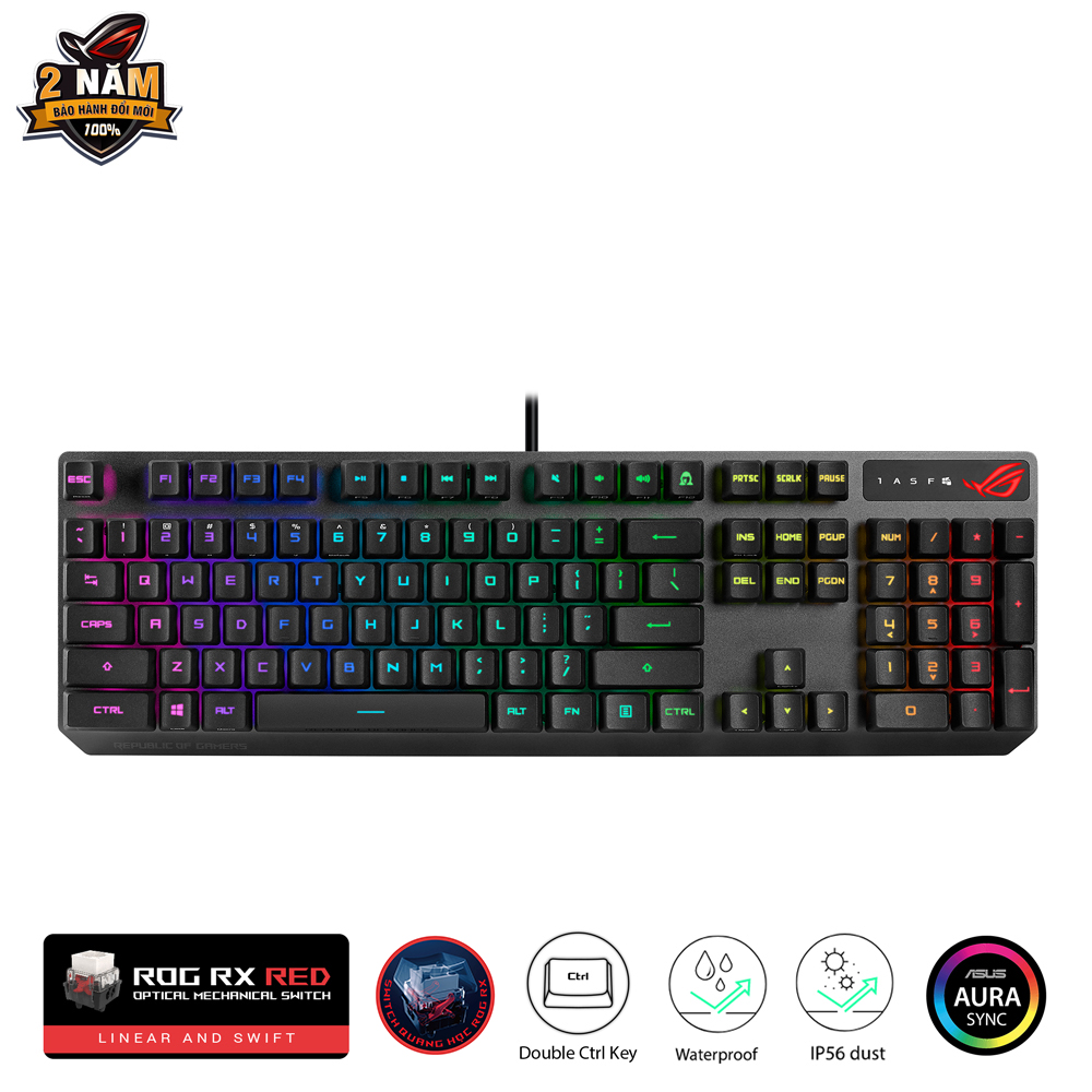 Bàn phím cơ chơi game fps ROG Strix Scope RX PBT , khung nhôm, phím Ctrl lớn