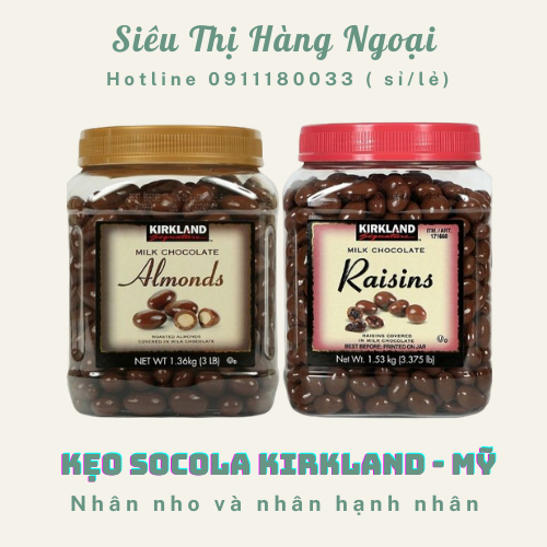 Chocolate Nhân Nho Kirkland Raisins 1.5kg - Mỹ date
