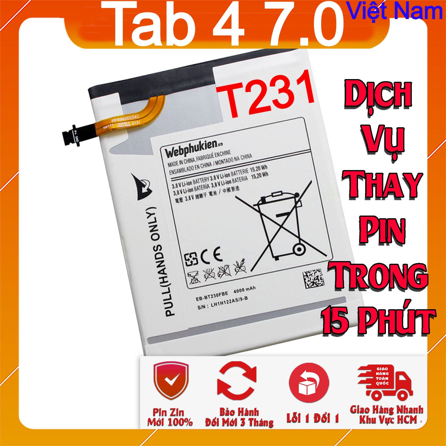 Pin Scud cho Samsung Galaxy Tab 4 7.0 T231