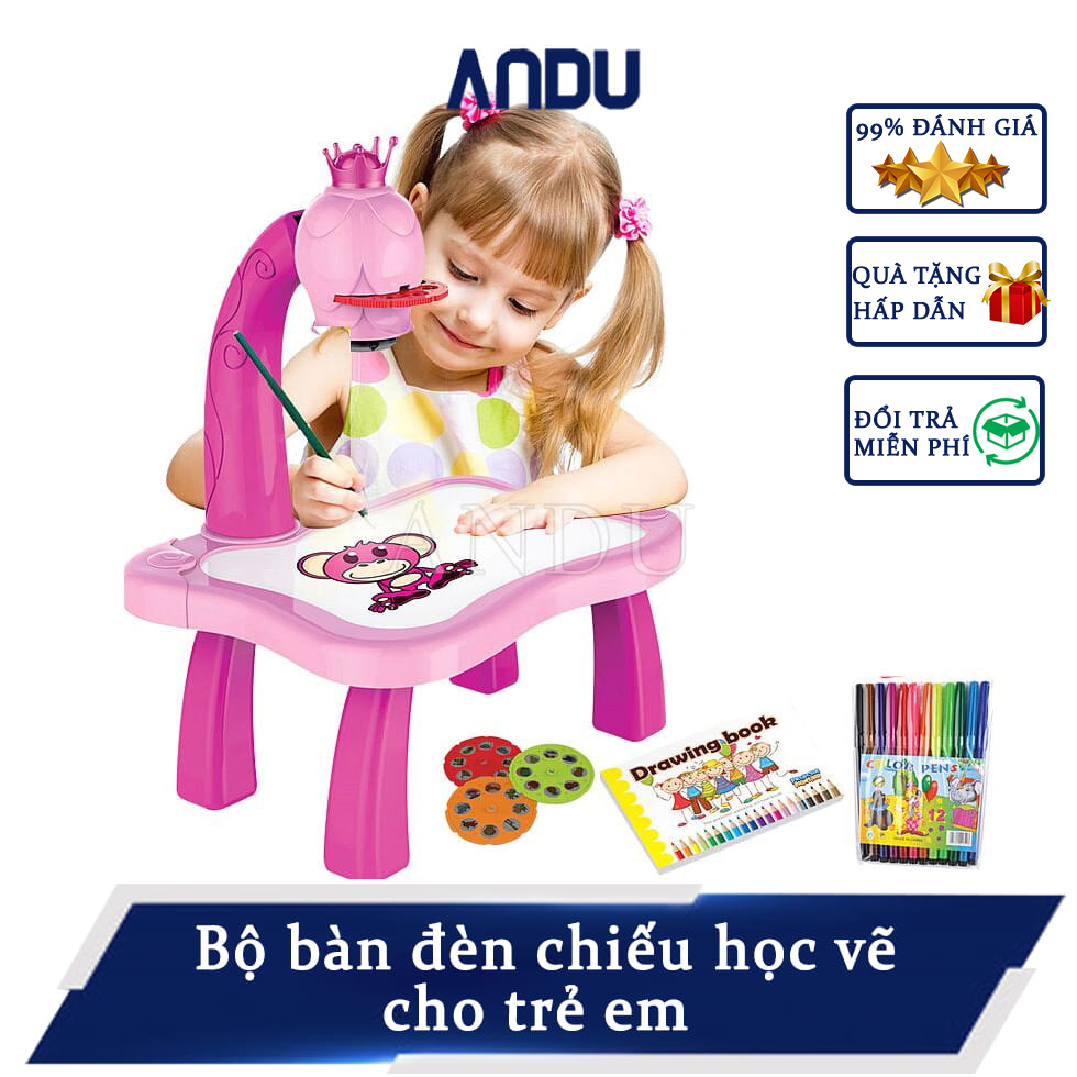 Bàn vẽ có đèn chiếu sáng thông minh có nhạc cho bé bàn học kèm đèn dùng pin