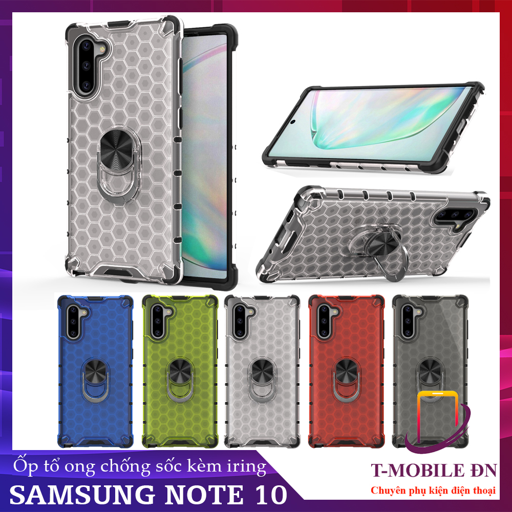 Ốp lưng Samsung Note 10 Note 10 Plus Note 10+ chống sốc họa tiết tổ ong kèm nhẫn iring làm giá đỡ chống xem video