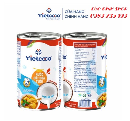 Combo 2 lon nước cốt dừa tươi Vietcoco 160ml - Món mặn