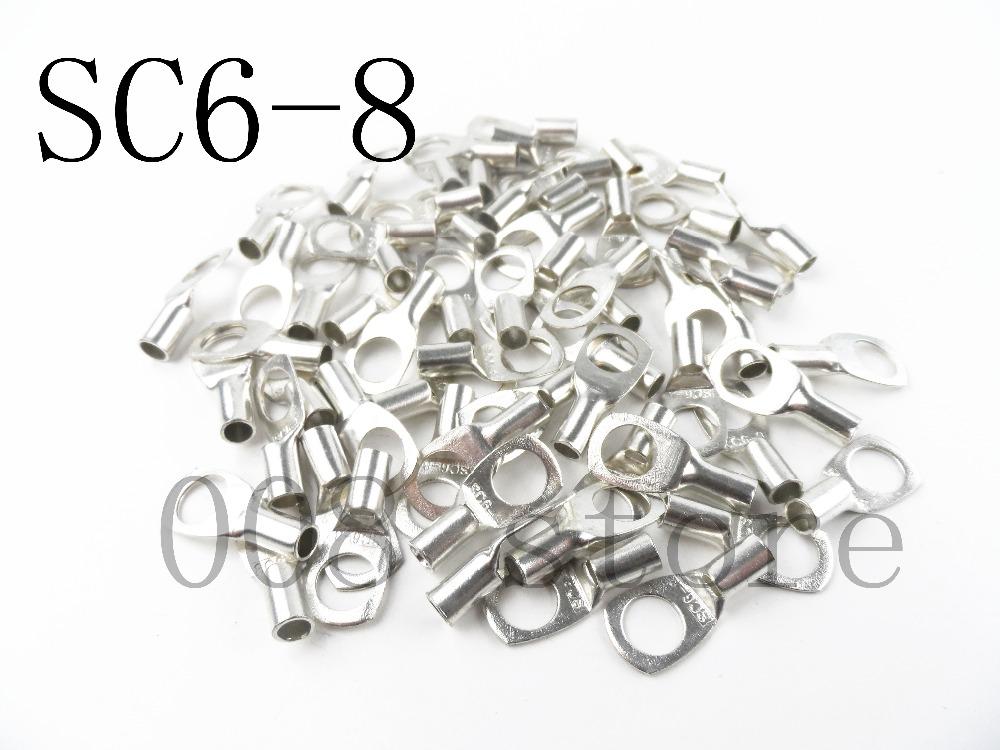 Đầu cosse sc6-8 - cốt trần sc - đầu cos dây điện bít trần sc6-8 - đầu cốt trần sc6 lỗ 8 có áo cốt/chụp cốt