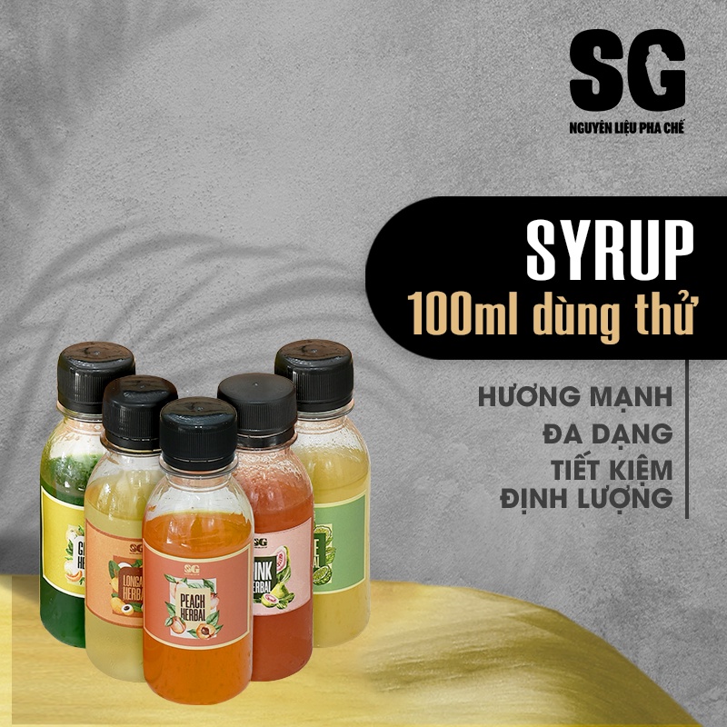 Siro Trái Cây Thảo Mộc 100ml Syrup Herbal Ổi, Dâu, Đào, Vải, Nhãn, Chanh