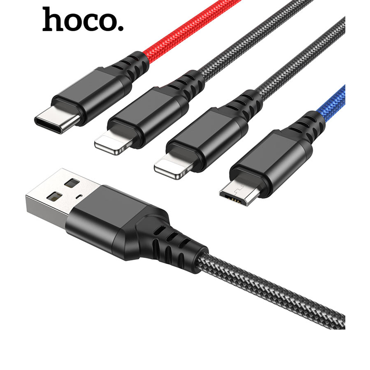 Cáp sạc 4 đầu hoco x76 siêu bền dây dài 1m