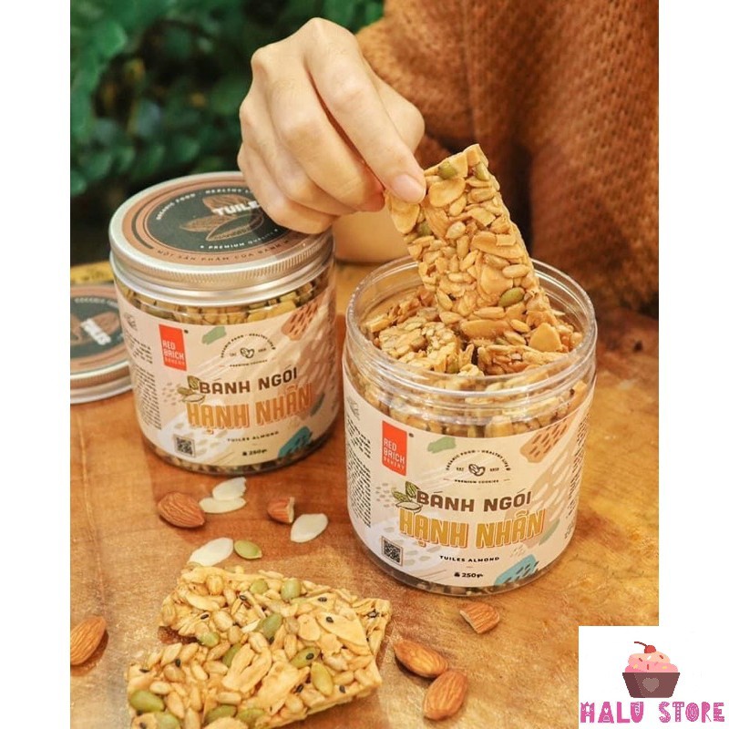 [HOT] Bánh Ngói Hạnh Nhân Ăn Kiêng Thương Hiệu Gạch Đỏ - Hộp 250g