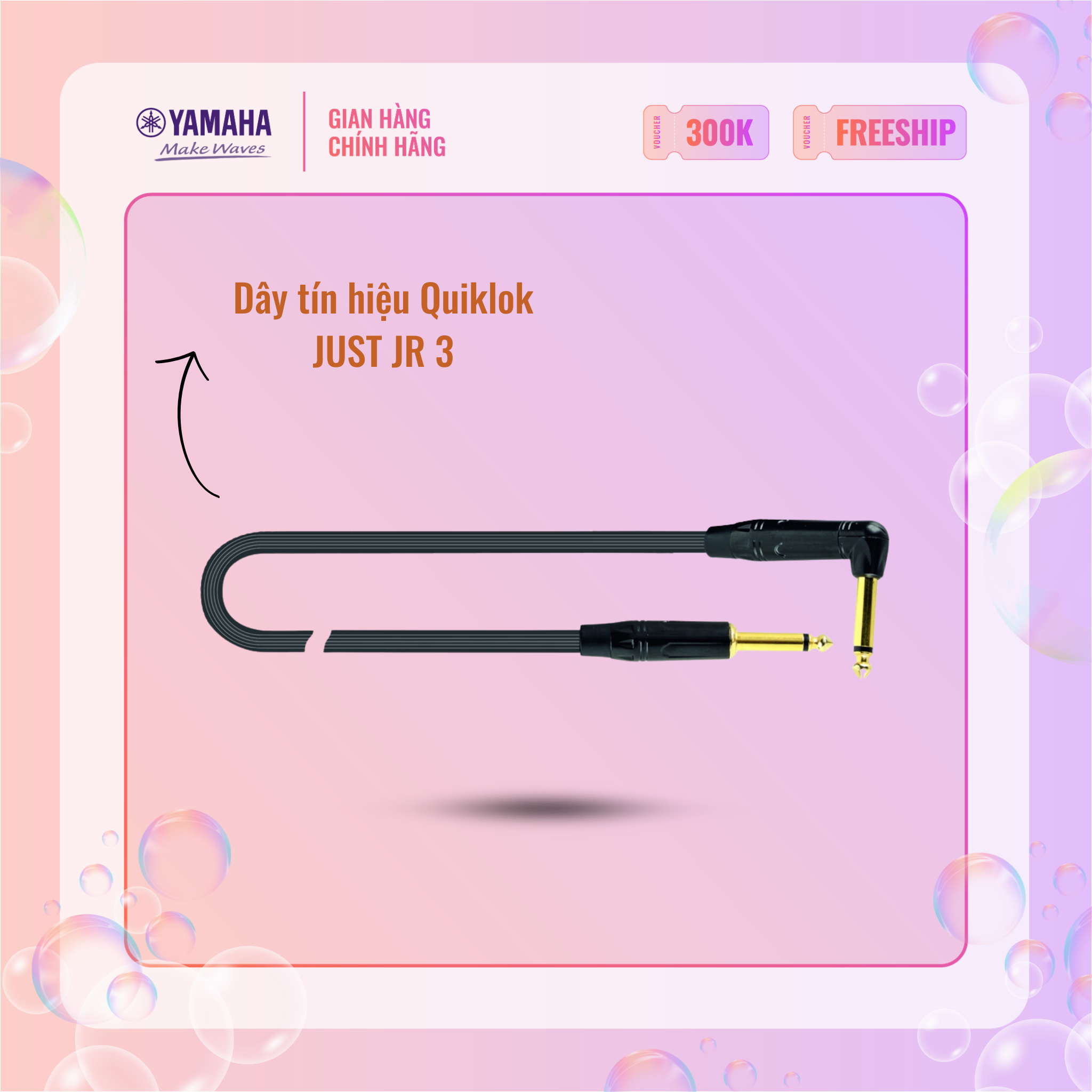 Dây jack tín hiệu nhạc cụ quik lok just jr 3