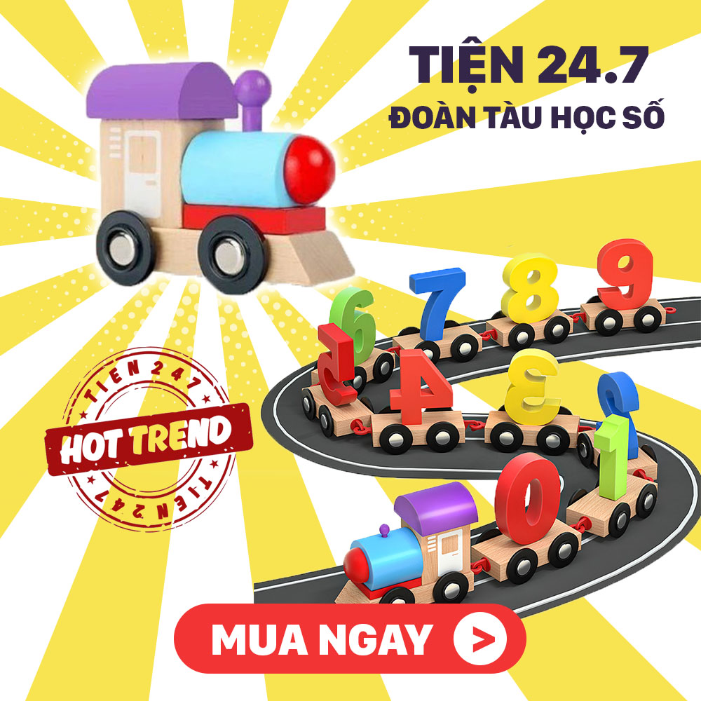 Đoàn tàu số học - Đồ chơi giáo dục - Bộ đồ chơi gỗ - tien247