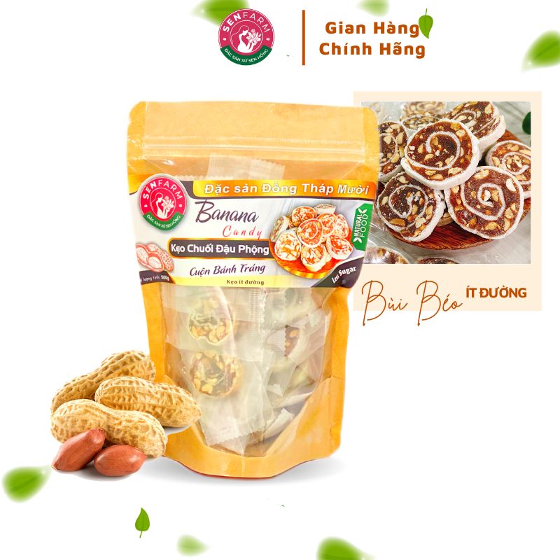 Kẹo chuối đậu phộng cuộn bánh tráng Senfarm ít đường