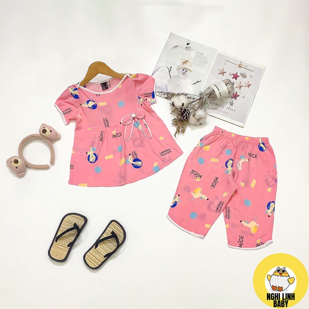 Đồ cho bé gái bộ đồ tole/tone tay ngắn quần lửng vnxk F1 có size từ 5-32kg - Nghi Linh Baby
