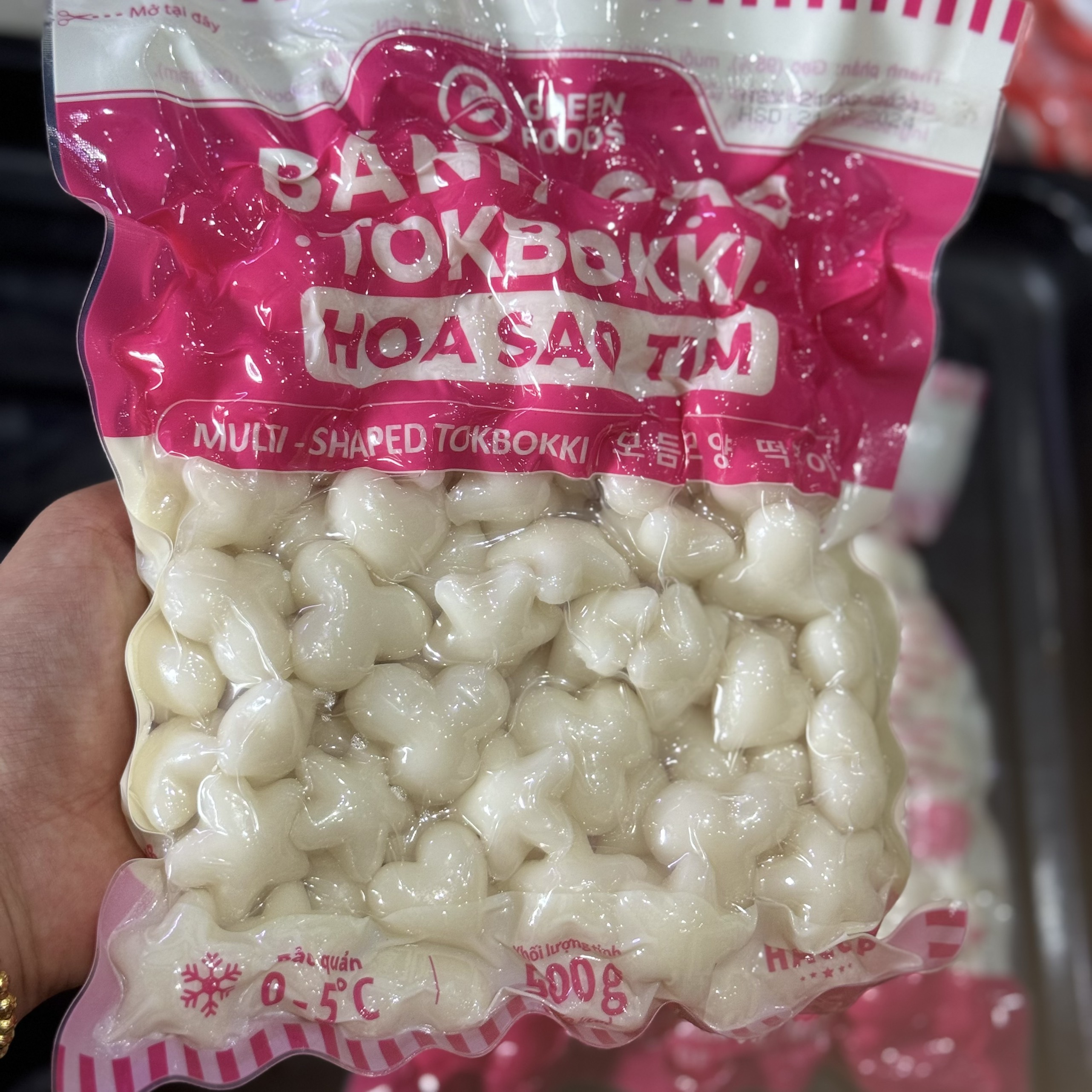 500g bánh gạo Hàn Quốc hoa sao tim Green Food