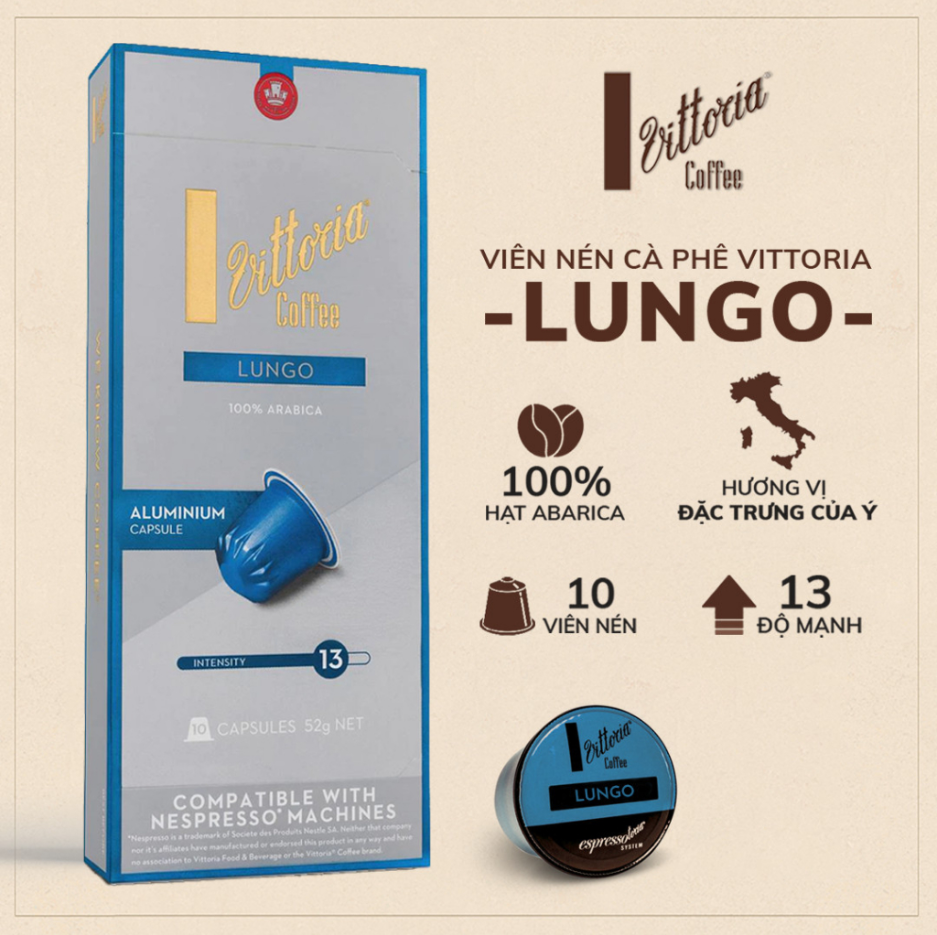 Vittoria Lungo Capsule100% Arabica coffee capsules for Nespresso machines