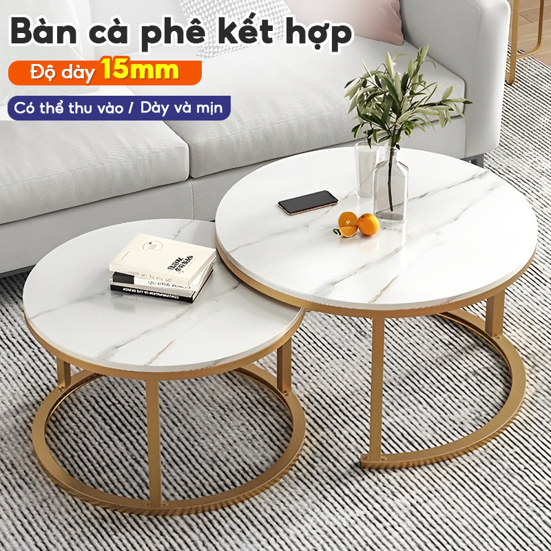 GK-KOOK Bàn Trà Sofa Phòng Khách Sang Trọng,Bàn Trà Tròn Đôi , Bàn Trà Đôi Sofa, Bàn Trà Tròn Đẹp - Bền - Thông Minh,Điều chỉnh xuất tinh