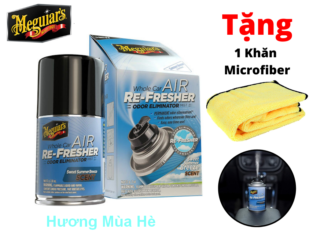 [HCM]Meguiars Xịt Khử Mùi Diệt Khuẩn Nội Thất Xe Hơi Hương mùa hè Air Refesher Summer Breeze Scent G16602 Tặng Khăn