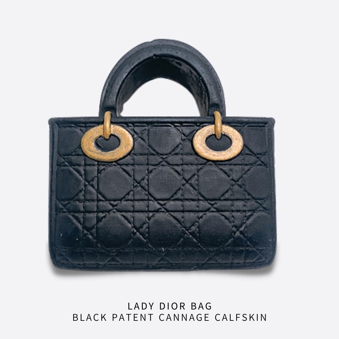 Medium Lady Dior Bag Black Patent Cannage Calfskin  DIOR
