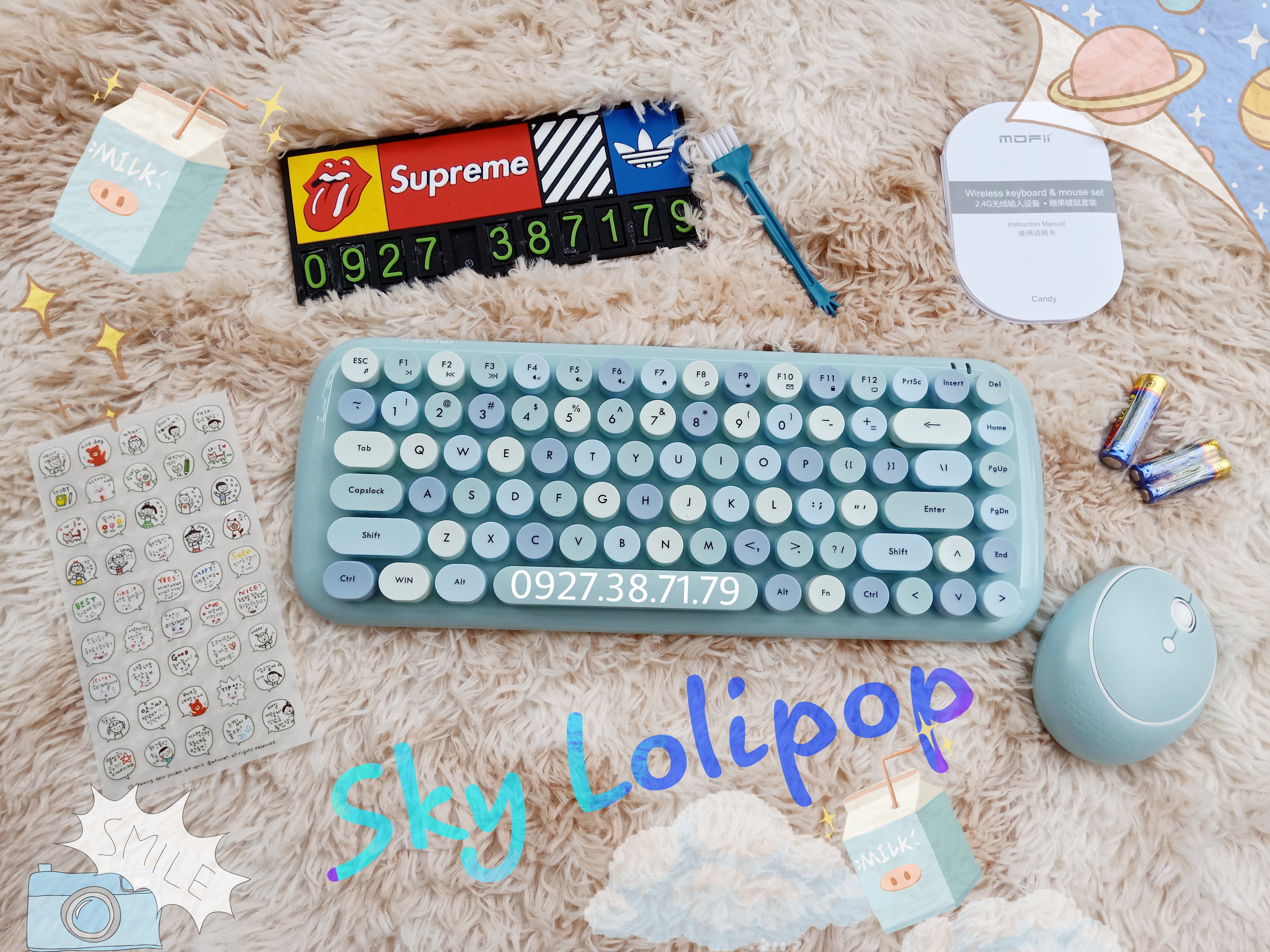 Bộ Chuột và Bàn Phím Giả Cơ Không Dây MOFii Candy S - Dùng cho PC, máy tính bàn, laptop, tivi, điện thoại, iPad, iPhone 6
